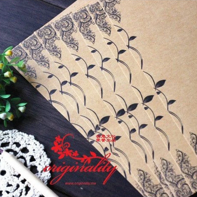 Винтажная бумага для письма 8 листов/комплект цветок и листья крафт европейский