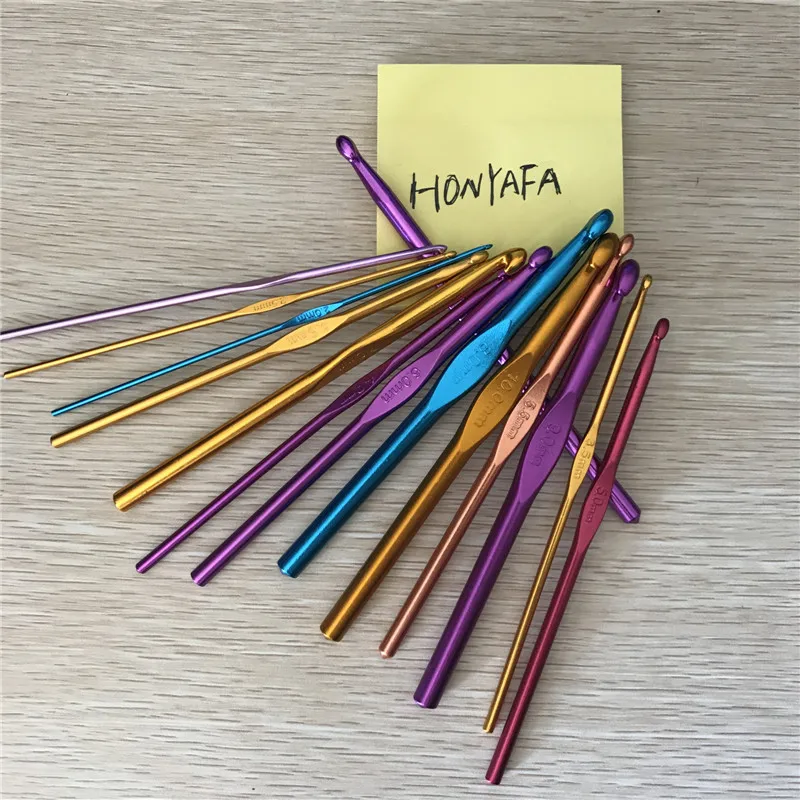

14size/set Multicolour Weave Crafts Yarn Knitting Needles Aluminum Crochet Hook Sewing Tools 2-10mm