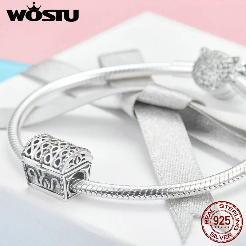 WOSTU 100% Настоящее серебро 925 пробы магическая сила сокровище грудь бусины подходят