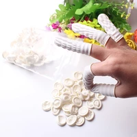 100pcs white eyebrow gloves disposable latex rubber finger cots anti static protector tip cover tattoo nail art beauty tool