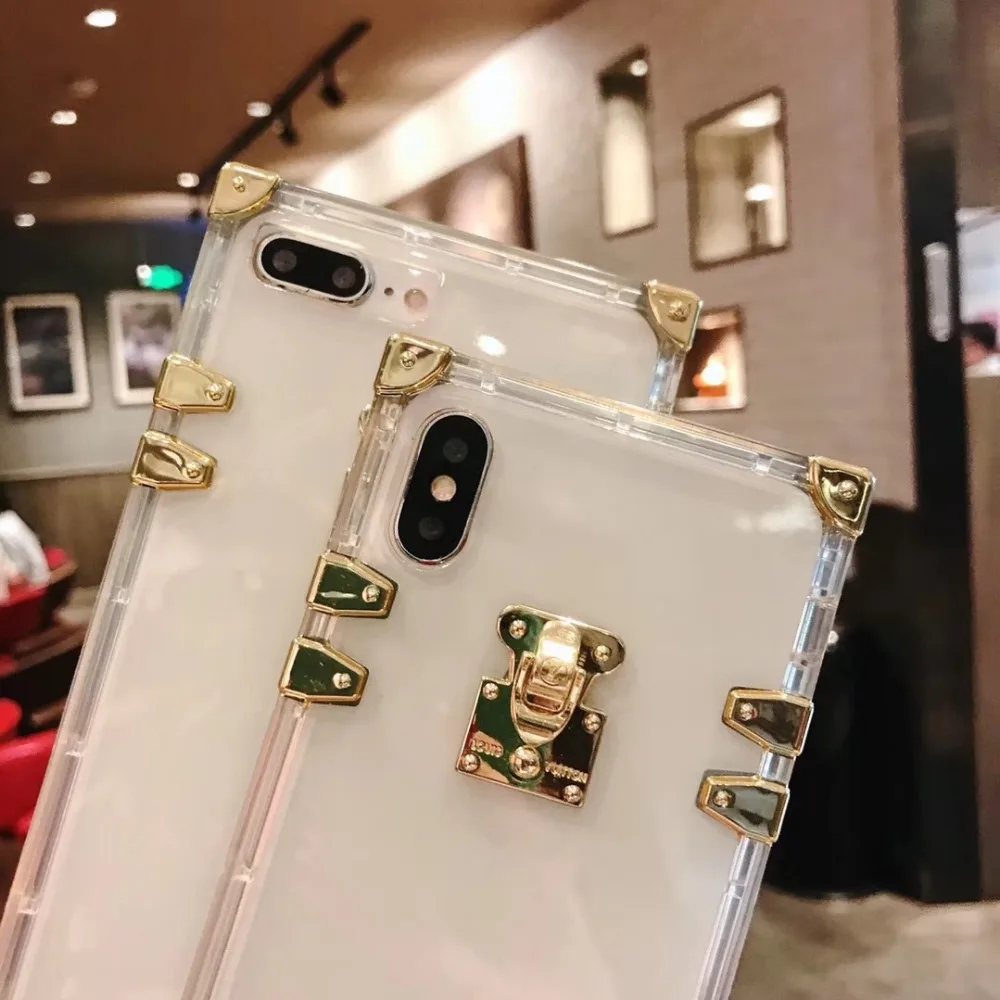 Роскошный квадратный прозрачный чехол из ТПУ для iPhone 13 12 11 Pro XS Max X XR 6 7 8 Plus Мягкий