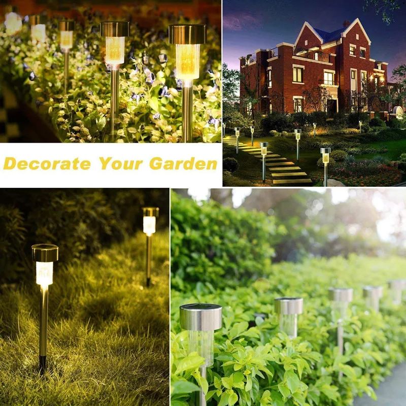 10 шт. садовые светодиодные фонари на солнечной батарее из нержавеющей стали |