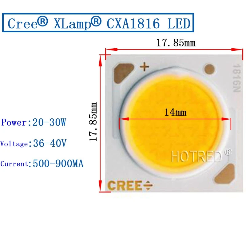 2 шт. Cree CXA 10 Вт CXA1304, 15 Вт CXA1507, 24 Вт CXA1512 65 Вт CXA2530 Холодный/теплый белый 5000 К, 3000 К COB Led XLamp чип светильник