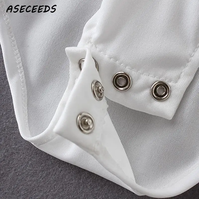 Сексуальная Кнопка облегающее боди с длинным рукавом Женские Комбинезоны для