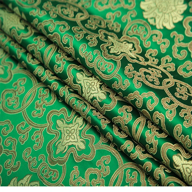 90x100 см зеленая Классическая Дамасская жаккардовая парча ткань для платья
