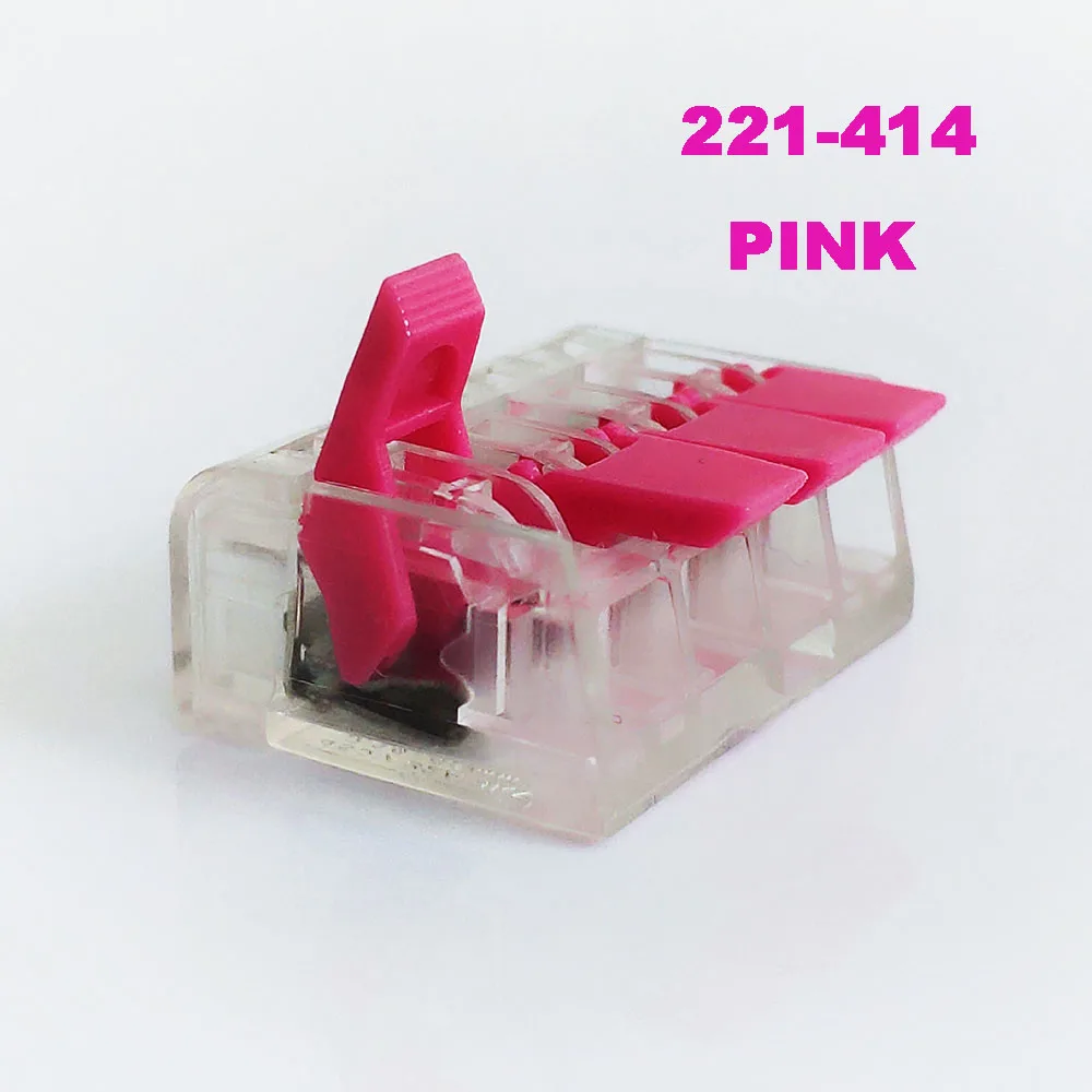 221-414-pink Разъем провода 412 413 тип Быстрый провод Кабельный соединитель Универсальный Компактный Быстрый провод разъем питания нажимной клеммный блок - Цвет: 221-414-pink