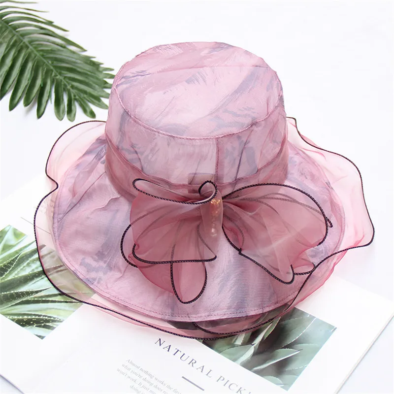 2019 Новая Элегантная Складная волнистая Солнцезащитная шляпа из органзы с