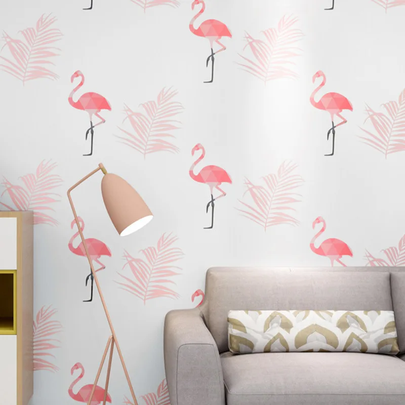 

beibehang Personality fashion Scandinavian style Flamingo Pure paper Wallpaper Restaurant Living room Bedroom Hotel TV backdrop