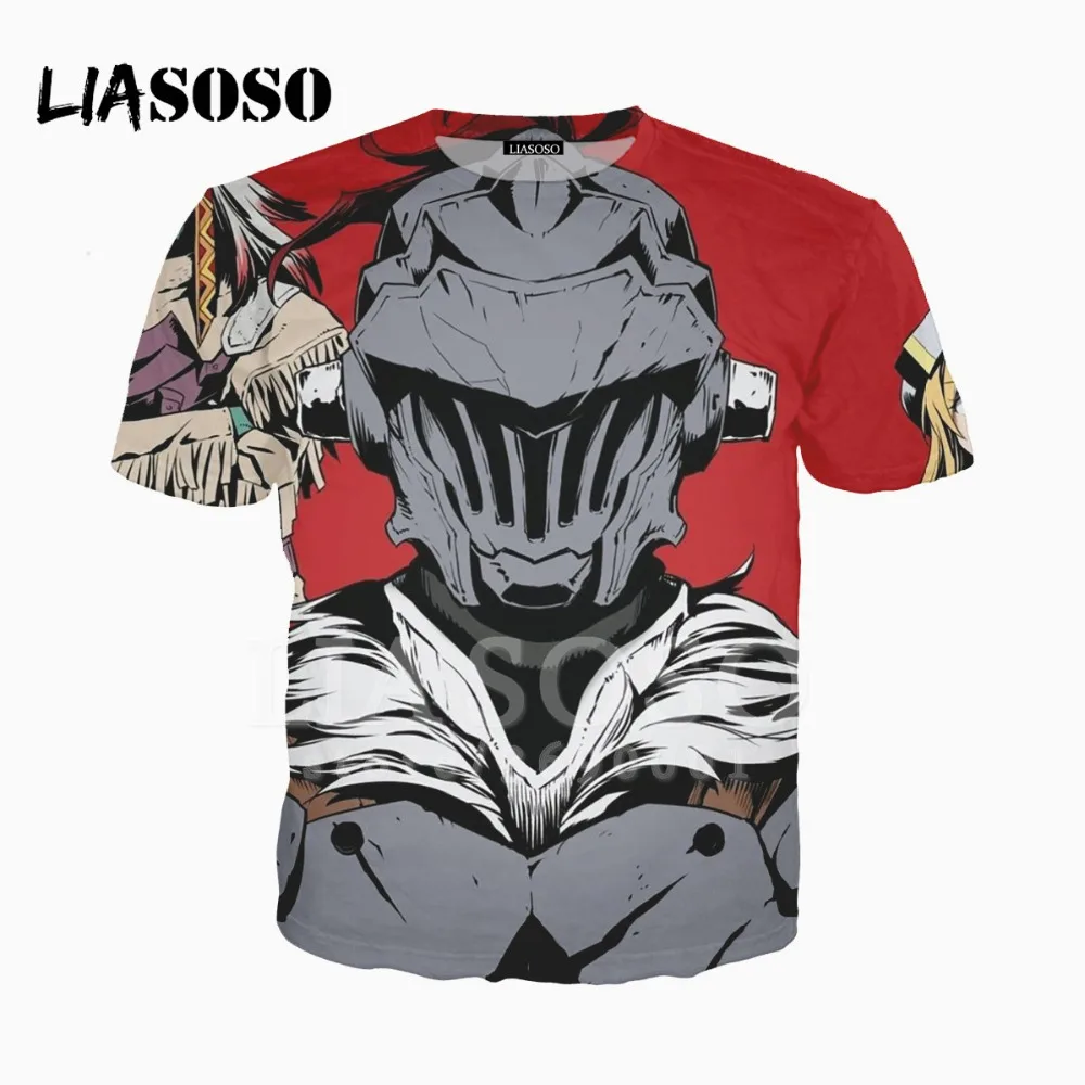 Женская и мужская футболка LIASOSO с 3D принтом японского аниме Goblin Slayer летняя в стиле