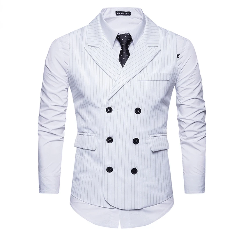 Sukiwml Новинка года газа костюм жилет Для мужчин Slim Fit Homme жилет de костюм Повседневное Для мужчин S двубортный жилет свадебные Для мужчин S костюм жилет