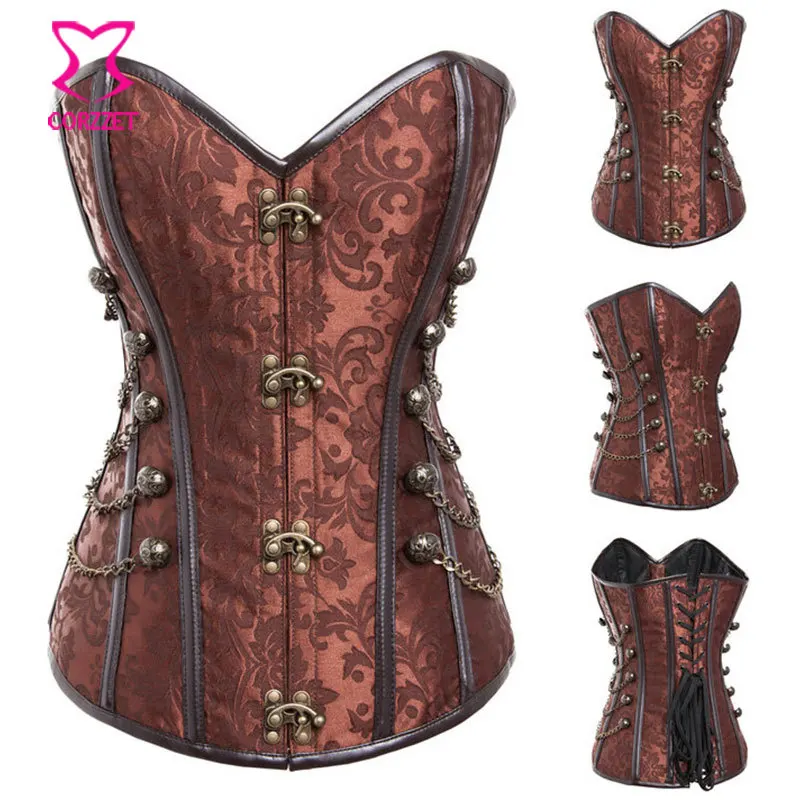 Корсеты и бюстье Corzzet черная парча в стиле стимпанк горячий Корректор тела со