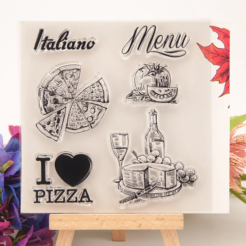 Пиццы Italiano меню прозрачный силиконовый штамп для печати DIY скрапбукинга