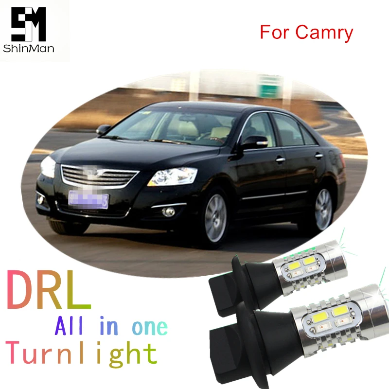 

Shinman светодиодные дневные ходосветильник и Передние Сигналы поворота для toyota Camry WY21W 7440 T20 светильник