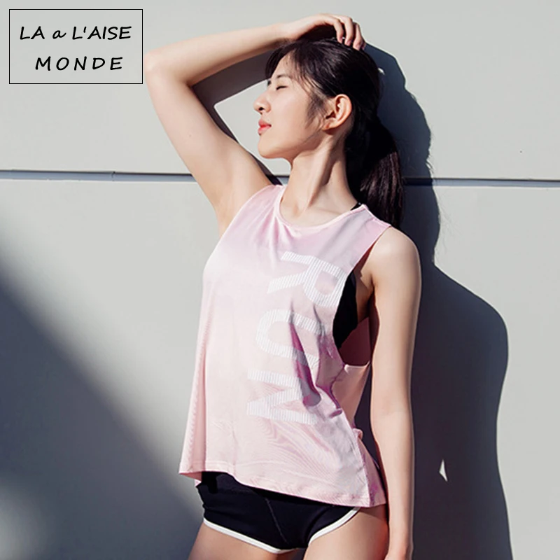 Майка женская для фитнеса и бега быстросохнущая рубашка с надписью топ занятий