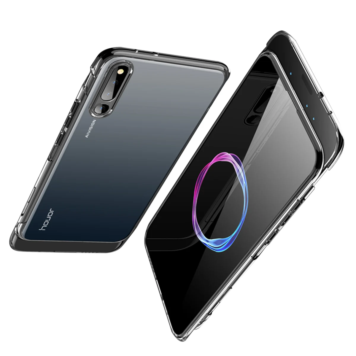 Черный Для Huawei Honor Magic 2 Прозрачный задний Чехол раздвижные закрытия дизайн ПК противоударный жесткий чехол против царапин защитная крышка - Цвет: Черный