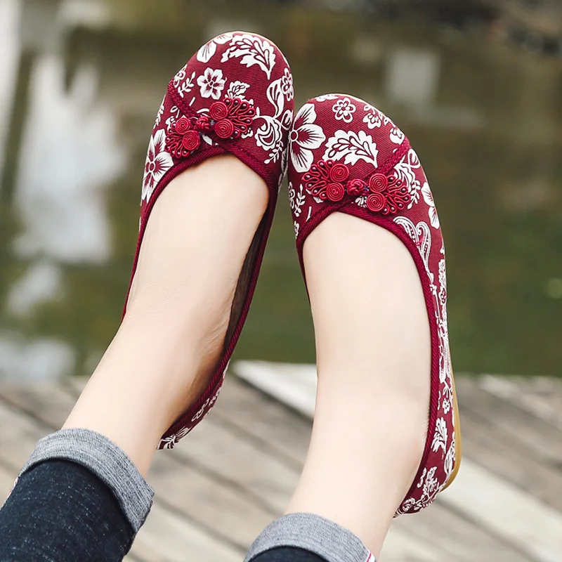 Veowalk/женские балетки на плоской подошве из ткани с цветочным узором в китайском