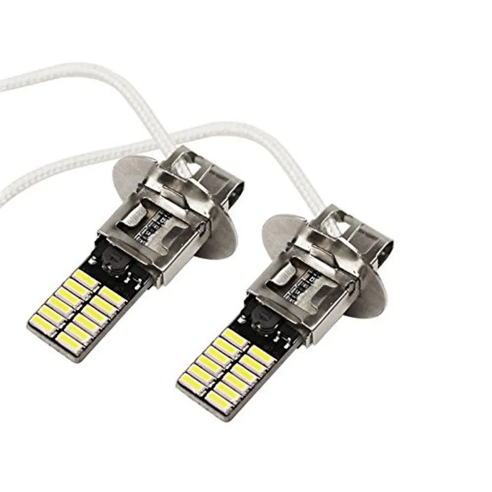 2x12V H3 белый 6500K 24 SMD 4014 светодиодный высокое Мощность лампы DRL Противотуманные