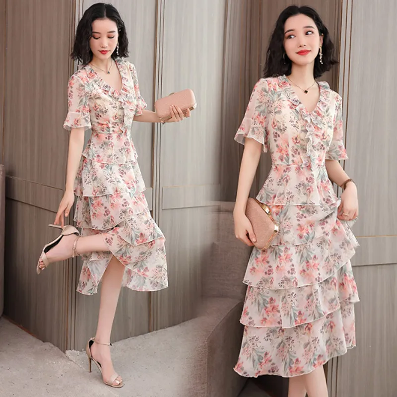 Длинное платье boho 2019 осенние платья из вискозы с цветочным принтом коротким