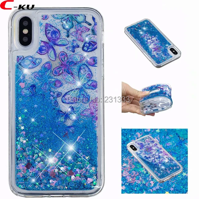 Мягкий блестящий чехол C ku из ТПУ с жидким зыбучим песком для Iphone X 8 7 PLUS 6 6S 5 SE