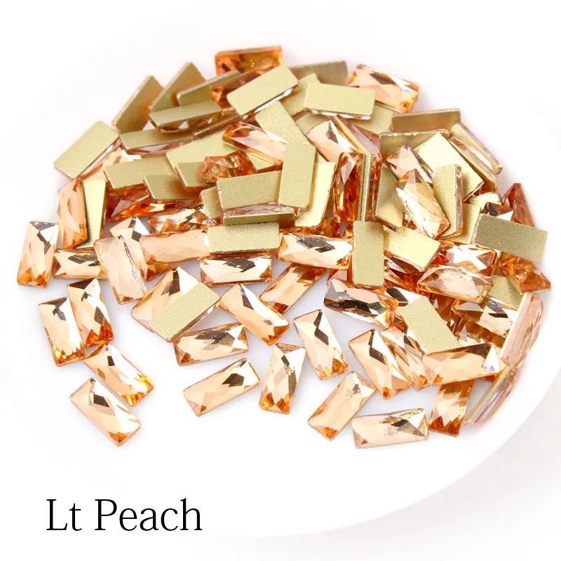 Lt peach Новая мода 3x7 полоски для дизайна ногтей Стразы смешанные витражные кристаллы 30 шт/100 шт для украшения ногтей - Цвет: Lt peach
