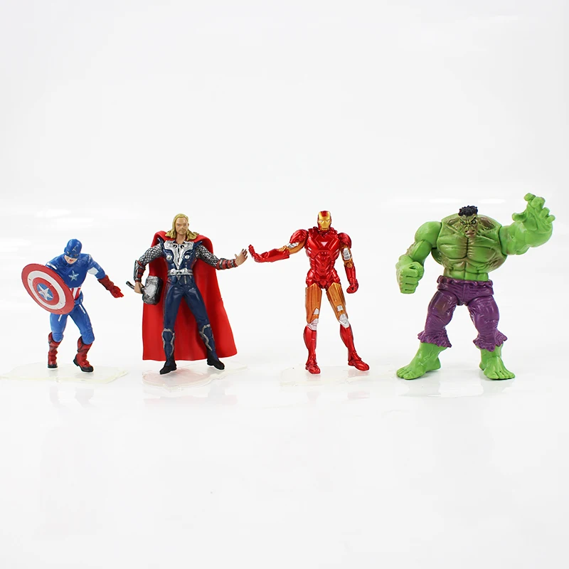 12 см 4 шт./лот Мстители Железный человек Капитан Америка Тор супер герой ПВХ