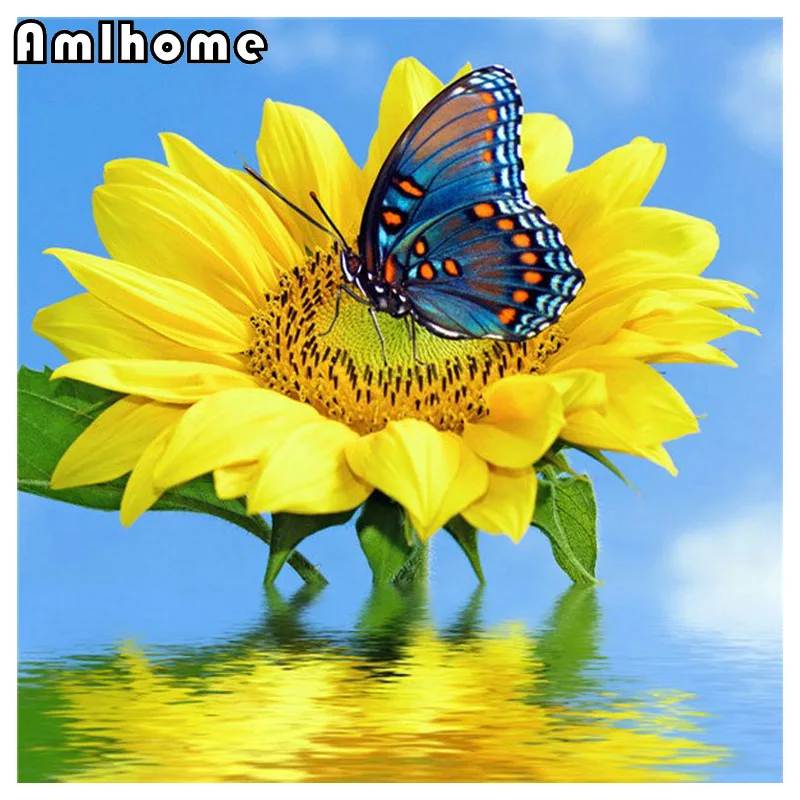Новый полный алмазов Вышивка подсолнечное DIY с кристаллами Наборы 5D Алмазная