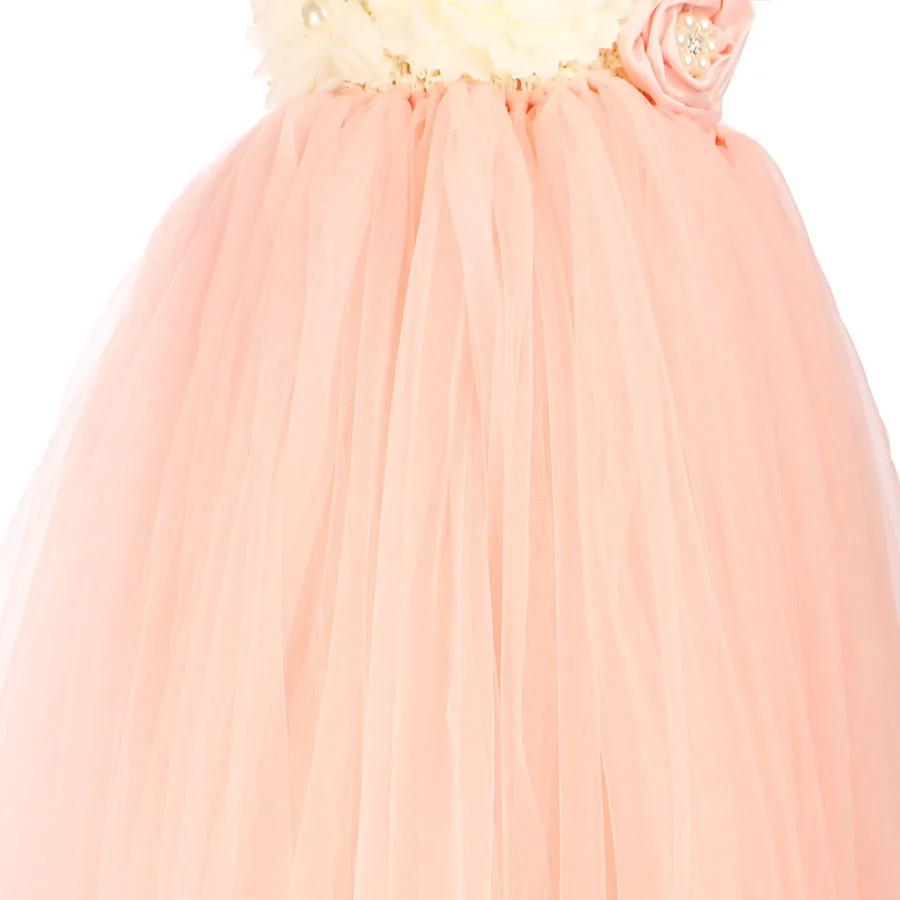 Кружевное платье-пачка для девочек персикового цвета и слоновой кости свадьбы