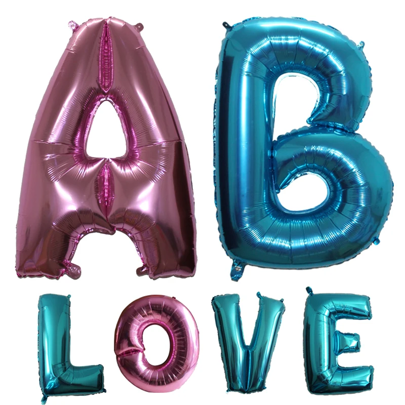 Большой размер 40 дюймов светло голубой Цвет & розового цвета с буквенным принтом