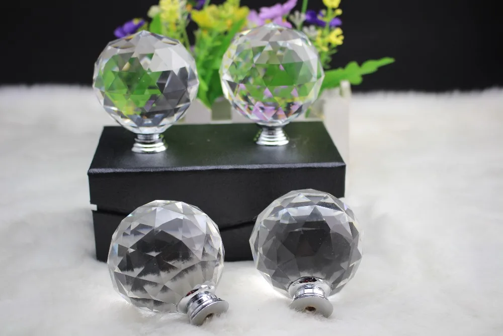 Бесплатная доставка 2 шт./лот 60 мм прозрачные цветные хрустальные ручки для шкафа