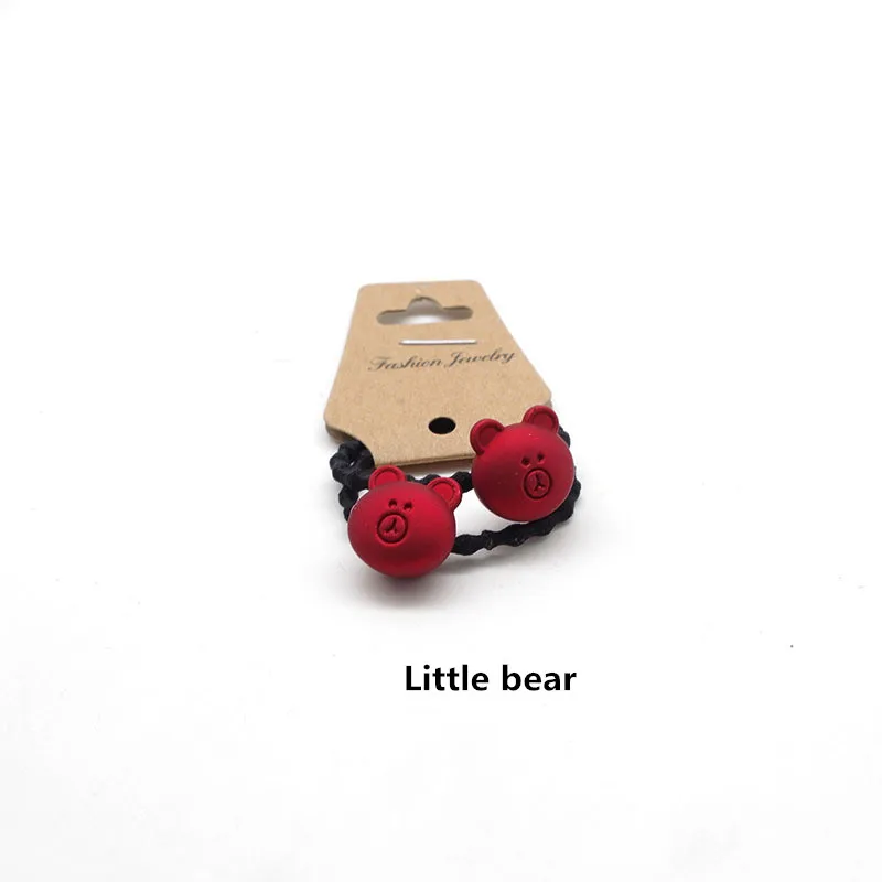 Little bear 2 шт., милый красный мультяшный галстук для волос, Детские эластичные резинки для волос, веревки для волос, головной убор для девочек, собака, кролик, медведь, Детские аксессуары для волос - Цвет: Little bear