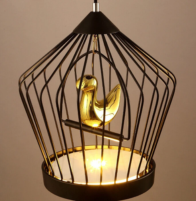 Abajur Loft Industrial Retro Iron Bird Cage LED Chandelier Lighting American Restaurant Lampshade Cafe Bar Hanging Lamp Fixture | Лампы и