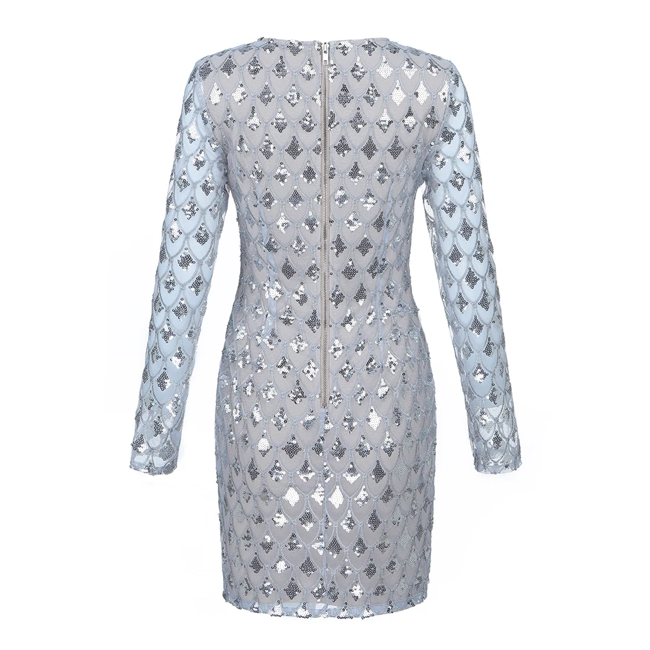 Платье Seamyla New Luxury Sequined Bandage Dress Women 2019 Elegant Vestidos Celebrity Party Dresses Sexy Night Out Club Runway on.