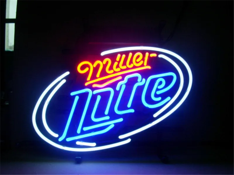 Неоновая вывеска для MILLER LATE из настоящего стекла пивного бара паба бильярда