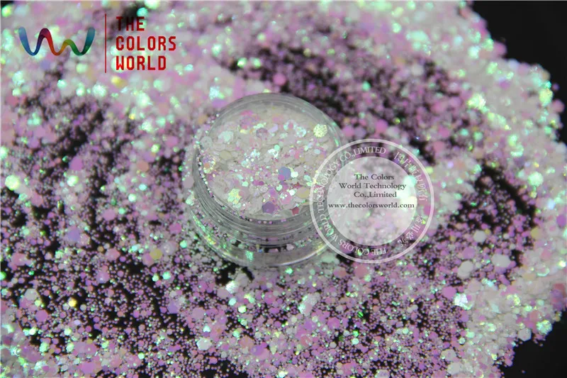 TCI03 H1 перламутровые неровные белые розовые светлые цвета шестигранные формы