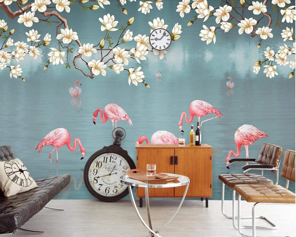 Обои обои с тропическим дождевым лесом и фламинго фоновые 3d для гостиной спальни