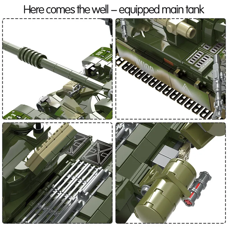 1028 шт. Военная серия T 72 основной боевой танк совместимый WW2 армейский солдат