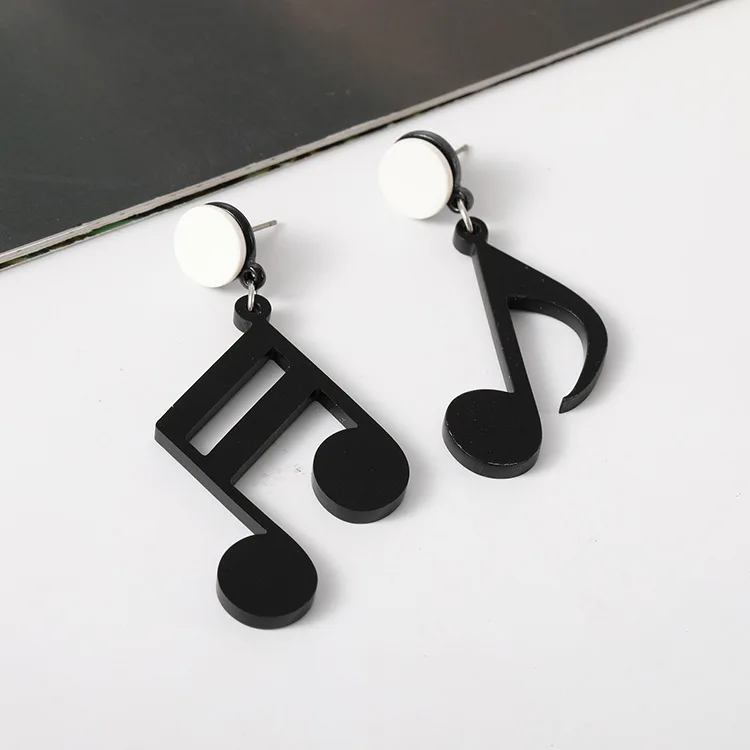 Personality Fashion Big Acrylic Earrings Punk Style Asymmetry Drop Music Note Earring Musical Jewelry for Women Gift | Украшения и