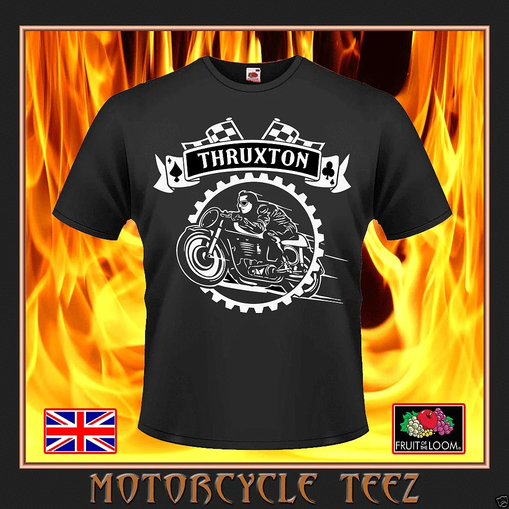 Футболка с принтом Thruxton Высококачественная Байкерская Кафе Racer/Rocker в стиле ретро