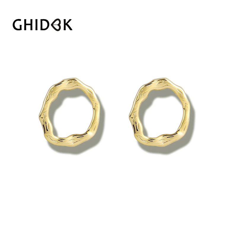 Женские асимметричные серьги-кольца GHIDBK золотистые и Серебристые Металлические