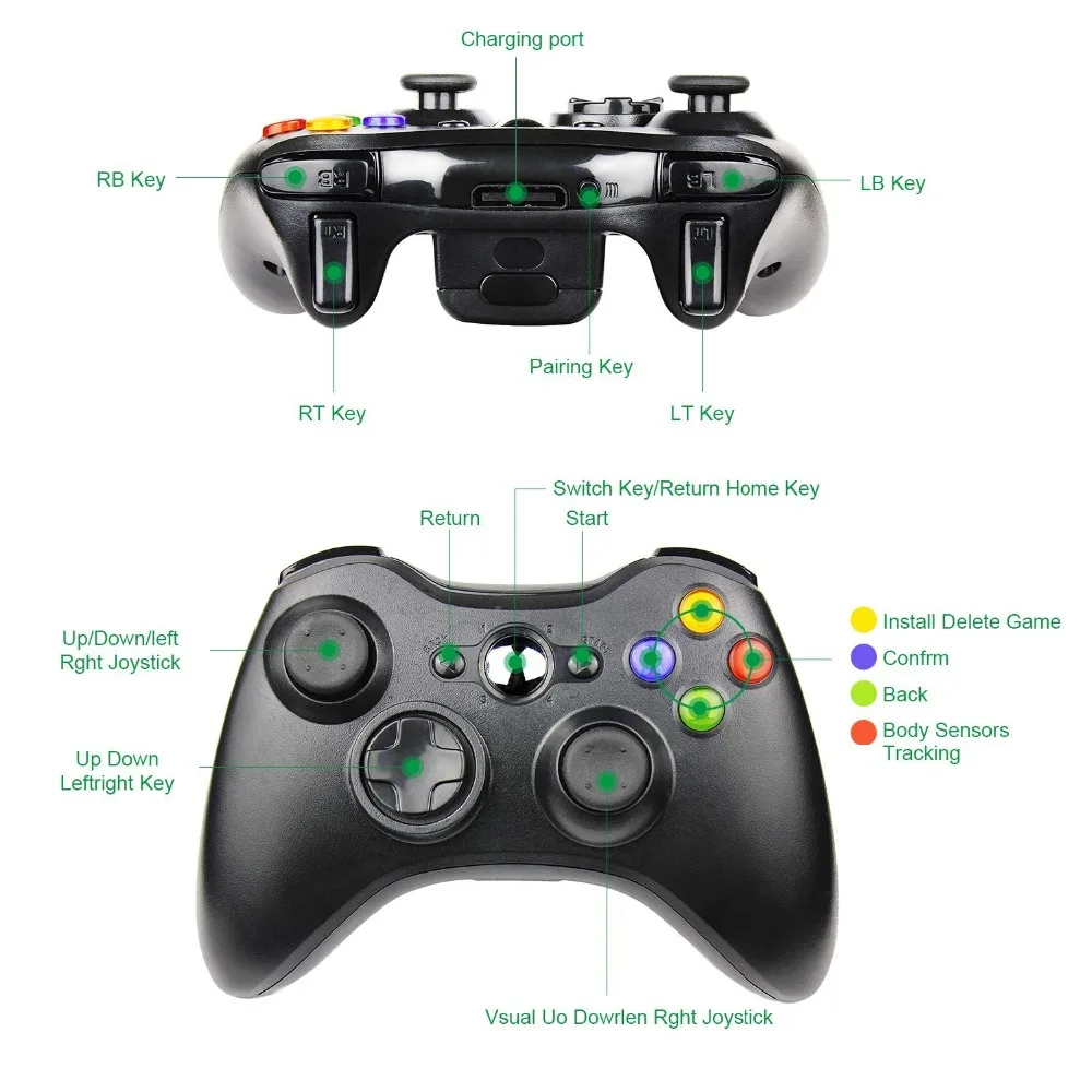 Проводной/беспроводной геймпад для xbox 360 беспроводной контроллер Джойстик Joy Pad для microsoft xbox 360 игровой геймпад для PC контроллер