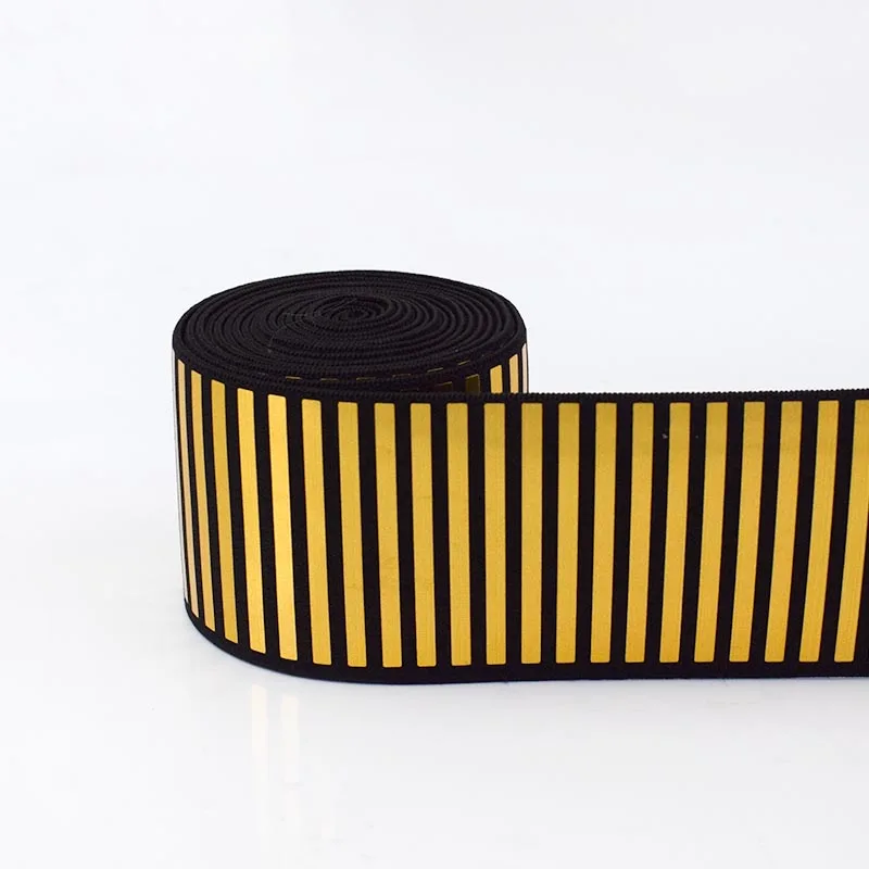 stripe gold Meetee 5 см блестки эластичная лента для одежды брюки бюстгальтер Светоотражающие эластичные лямки ленты пояс Натяжная резинка KY411 - Цвет: stripe gold
