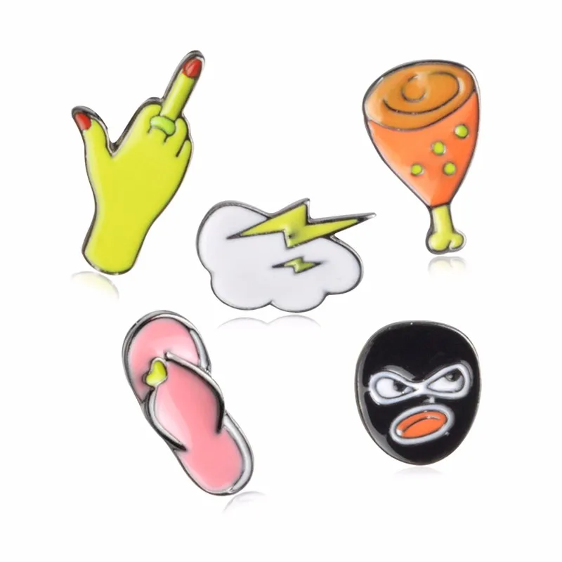 style5 Мода Мультфильм эмалевая брошь комплект Кнопка Контакты 3-7 шт./компл. животных Кофе фрукты Органы Еда завода кожаная куртка с лацканами на булавке значок ювелирные изделия - Окраска металла: style5