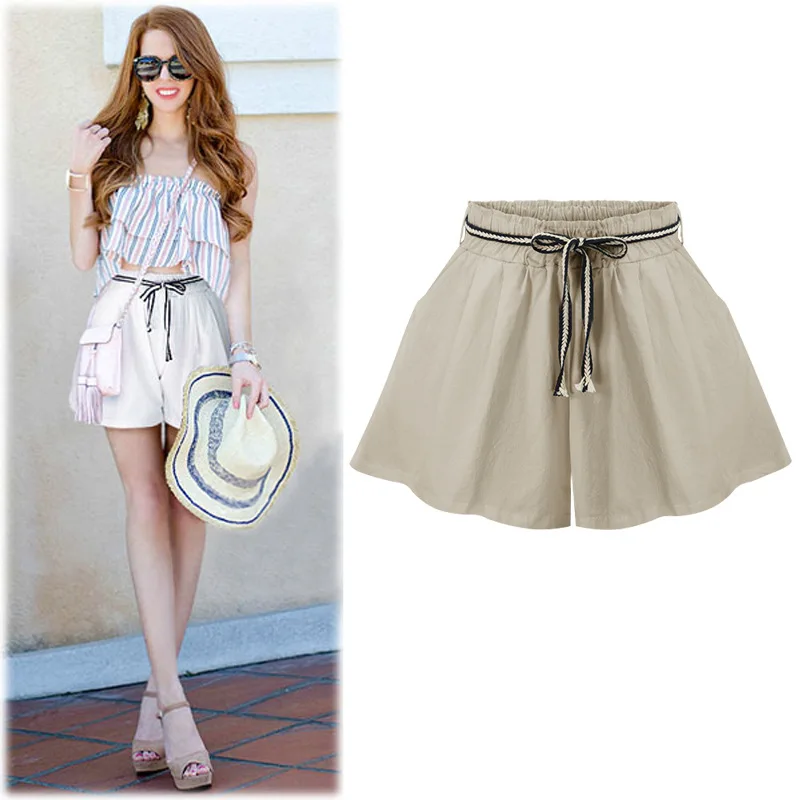 Летние женские шорты с высокой талией повседневные свободные большого размера M