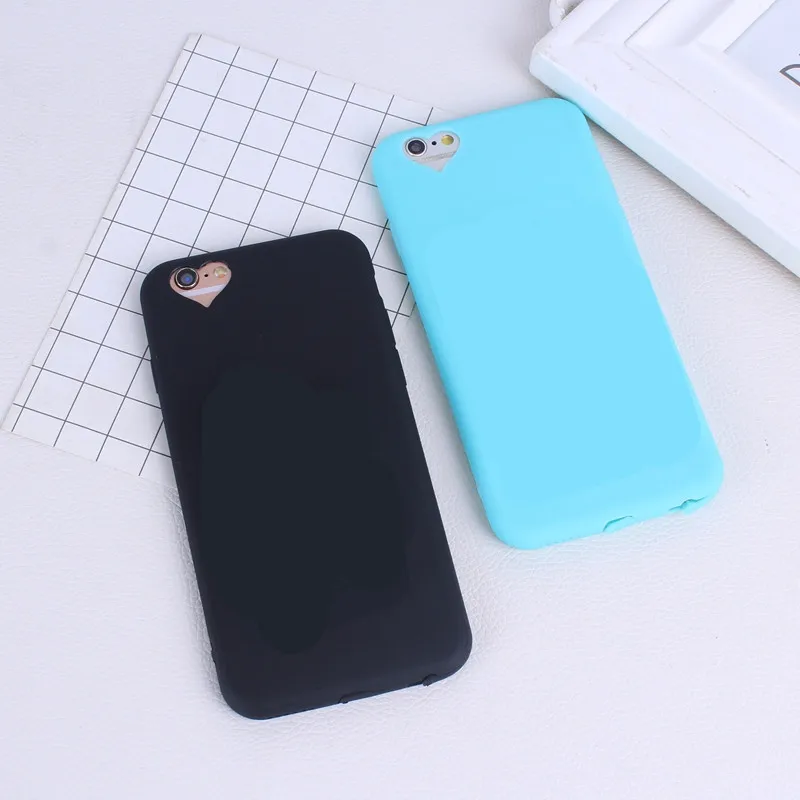 Case For iPhone 6 6S 7 8 Plus Back Cover Heart Pink Candy Colors TPU Soft Protector Phone Iphone 5S Shell |