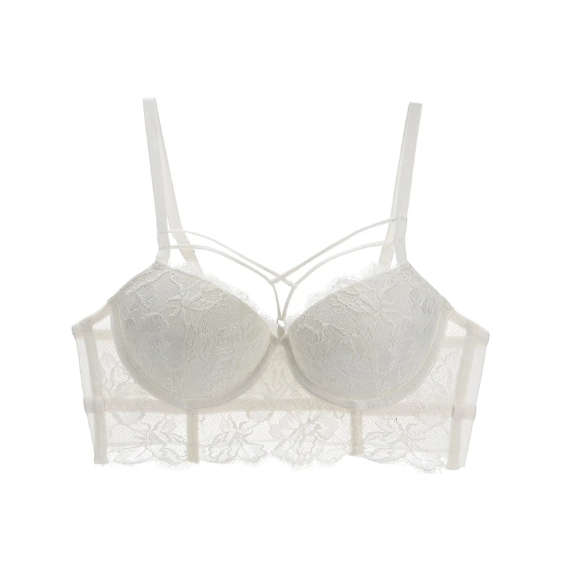 Sexy Lace Bandage Bra Broadside Push-Up Bra and Panties Set Lacy Underwear Sets Women Lingerie White Blue Black Brassieres