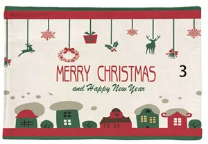 Рождественская льняная салфетка с односторонним принтом для тарелок мультяшная