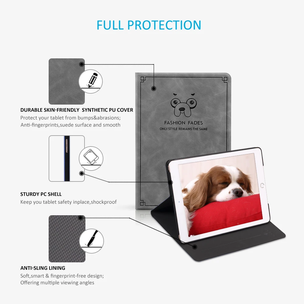 Voglove Suede PU Cover for iPad 2018 9.7 Shockproof Smart Case With Wake/Sleep Waterproof A1822 mini 4 7.9'' | Компьютеры и