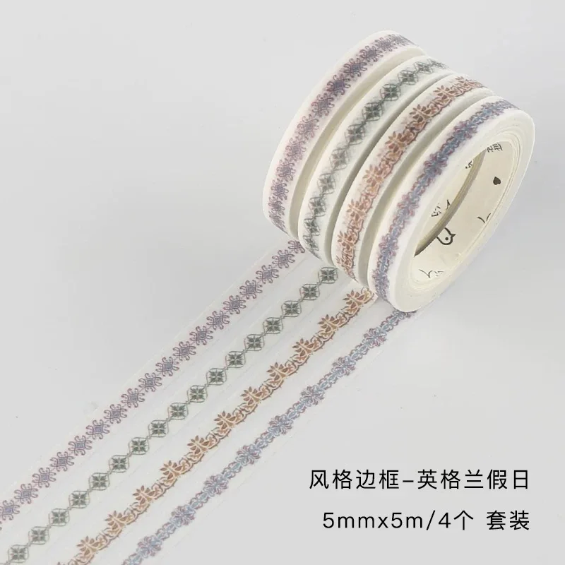 4 4 шт./компл. 5 мм Kawaii сплошной Цвет тонкий лента Washi набор «сделай сам» для декоративные самоклеющиеся этикетки Маскировочная клейкая лента, наклейка Скрапбукинг канцелярских принадлежностей - Цвет: 4