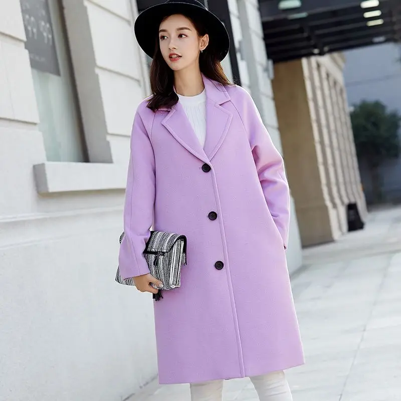 Длинное шерстяное пальто женское свободное куртка для женщин Осень зима manteau femme
