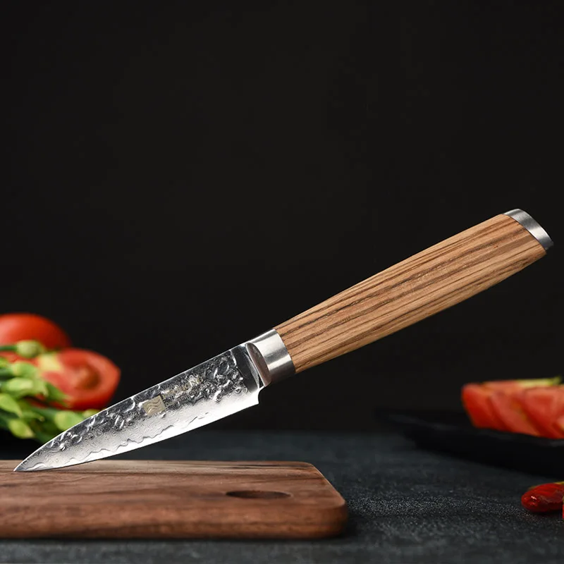 FINDKING 2017 Новый дамасский нож 3 5 дюйма фруктовый Зебра деревянные Дамасские